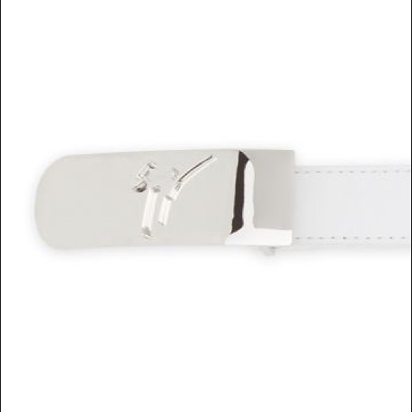 🎁giuseppe zanotti NEW white leather designer BBB logo buckle belt - Picture 7 of 10